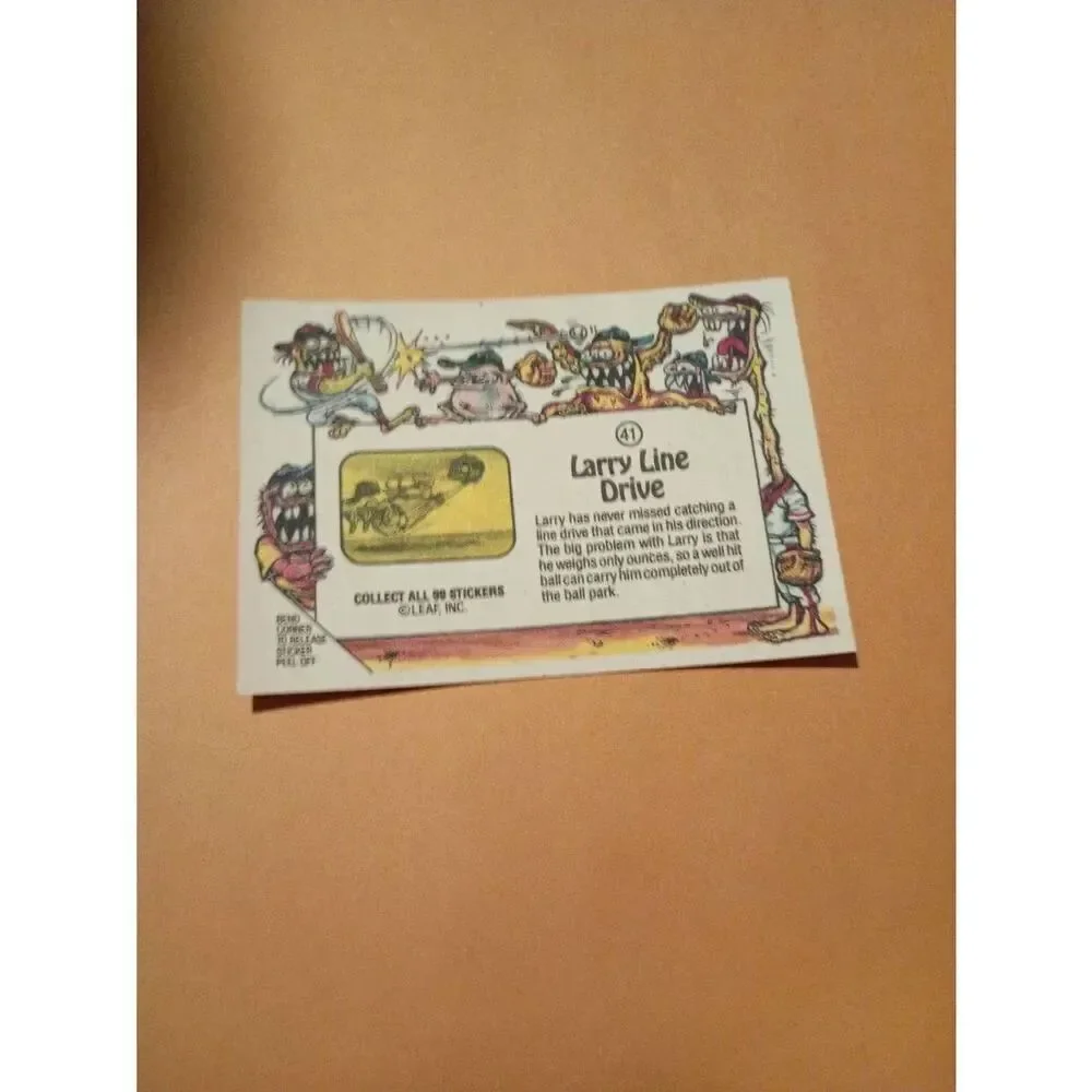 1988 Leaf Awesome All Stars Trading Card 41 Larry Line Drive Baseball Parody